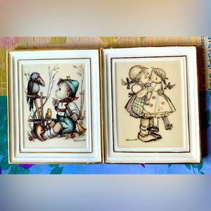 Miniature Set Of Authentic Reproduction Of M. I. Hummel on Porcelain Plate.